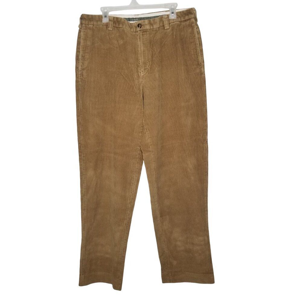 L.L. Bean Classic Fit 100% Cotton Tan Corduroy Pants Men's 36